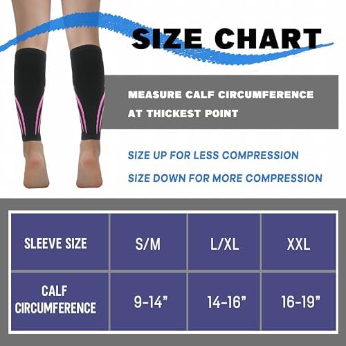 Calf Compression Sleeve for Men & Women 20-30 mmHg, Leg compression Sleeve, Footless Compression Socks (1 or 2Pair)