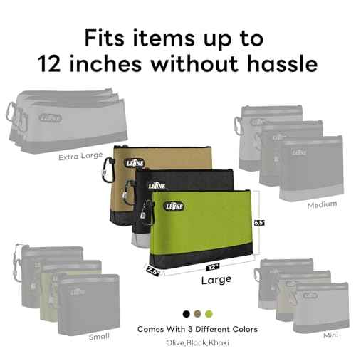 LETINE Tool Pouches Zipper Bag, Water Resistant 1680D Oxford Pouch Bags with Carabiners, Extra Wide Flat Bottom Stand-Up Tool Storage and Organizers, 3-Pack Large