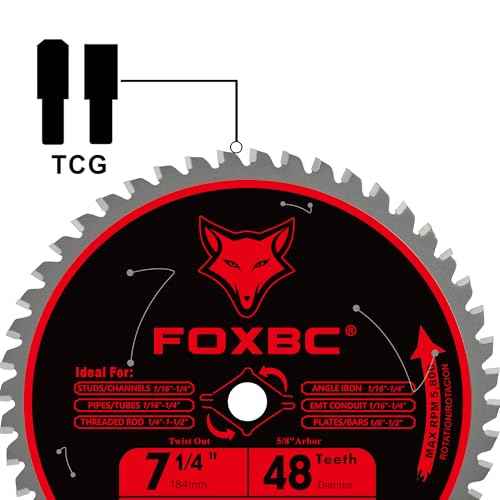 FOXBC 7 1/4 inch Metal Circular Saw Blade 48 Teeth, Metal and Stainless Steel Cutting Saw Blade, Ceramic Carbide with 5/8 Arbor - 2 Pack