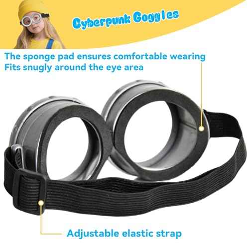 5Pcs Halloween Costumes for Girls Kids Yellow Beanie Tutu Goggles Gloves Suspenders - Cosplay Party Dress Up Set