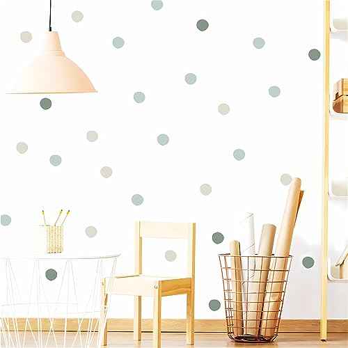 Gray Light Green Light Brown Polka Dot Wall Stickers, sacinora DIY Circle Wall Decals Removable Vinyl Peel and Stick for Kids Closet Refrigerator Living Room Bedroom Children's Room Sofa TV Background
