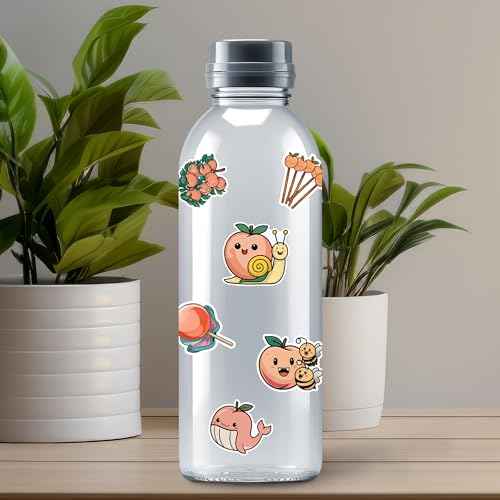 Peach Stickers 50 Pieces Vinyl Waterproof Decal for Laptop Water Bottle Phone Car Window Bike Motorcycle Stakeboard Scrapbook Peaches Sticker Gifts for Kid Teen Adult