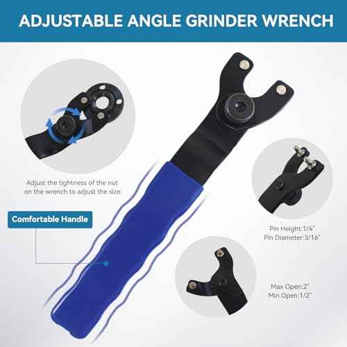 Angle Grinder Extension Shaft Rod,14pcs Angle Grinder Attachments with 5/8"-11 Thread,Grinder Power Tools Include Grinder Extension Shaft,Grinder Flange Nut,Adjustable Grinder Wrench and Gloves