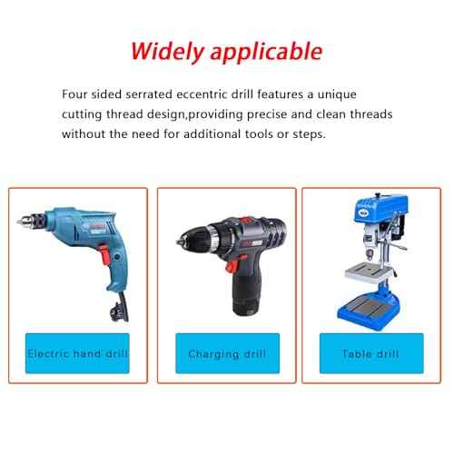 Four Bladed Serrated Eccentric Drill Bit (4/5/6/8/10/12mm) for Stone, Glass, Concrete, Wood, Brick, Metal,Multi Functional Super Hard Bevel Head Eccentric Drill bit