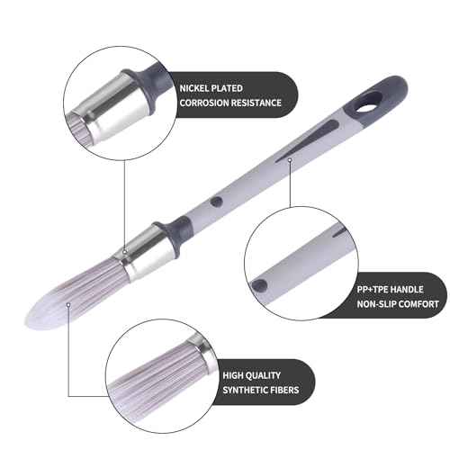 Wesquer Trim Paint Brush Edge Painting Tool for Painting Detail Areas and Small Paint Repairs Small Paint Brushes, Art Application,Sash, Baseboards,House Wall Corners 4pack with 0.45" 0.6" 0.75" 0.8"