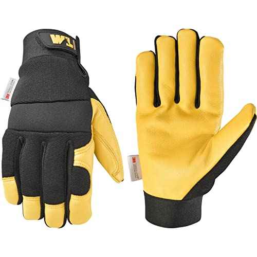 Wells Lamont Grain Cowhide Leather Hybrid Thinsulate Winter Gloves, X-Large (3233XL), Black