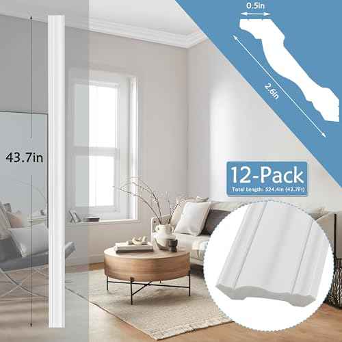 Sunnyglade 12-Pack Ceiling Crown Molding Trim, Total 43.7 Ft High Impact Finish Polystyrene Ceiling Moulding for Home Decor -Easy Installation with Glue (12)
