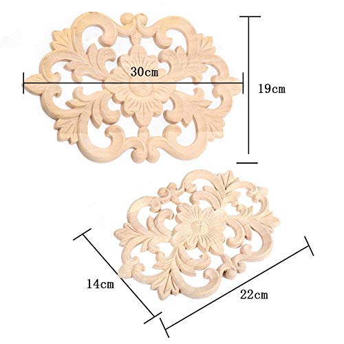 MUXSAM Wood Carved Applique Onlay Furniture Corner Frame Decal Unpainted Furniture DIY Decoration for Furniture Home Door Cabinet (22 x 14cm / 8.7 x 5.5inch), Pack of 1