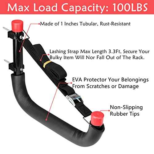 Heavy Duty Garage Storage Hooks, 13 Inch Arm Large Wall Mount Hanger with EVA Protector, Naikozmo Garage Racks & Organizer for Ladders, Folding Chairs, Kayak, Surfboard, Garden Tool Black + Red