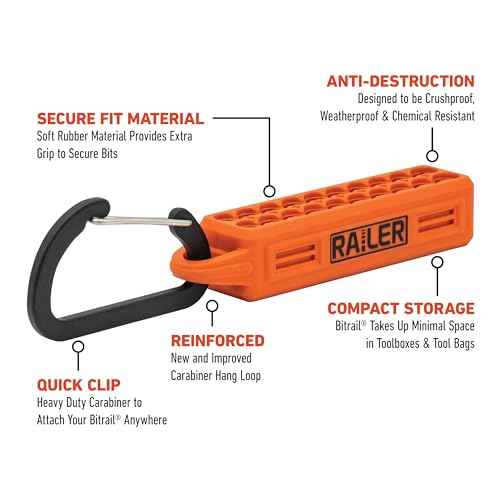 Screwdriver Bit Holder Storage Organizer ? Railer 20-Hole Black Bit Holder with Carabiner
