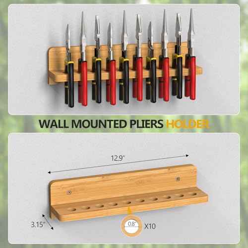Wall Mounted Screwdriver Organizer, Hammer Rack and Pliers Holder, Set of 3 Wall Hanging Tools Storage Shelf for Workshop Garage