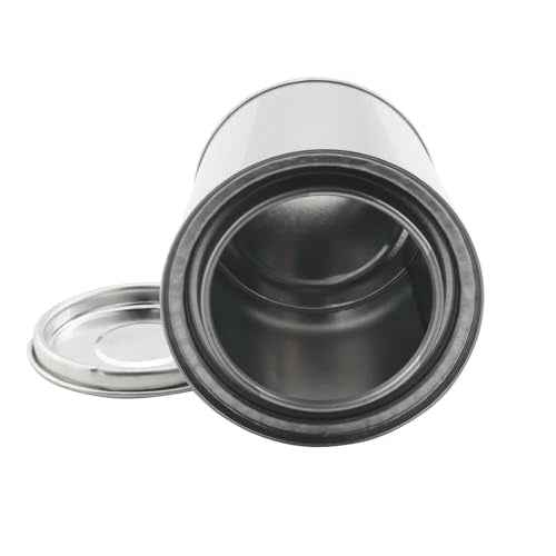 2PSC Empty Metal Paint Can with Lid Paint Storage Container Capacity 0.5L Silver Tin Sealed Small Empty Pail Latex Paint Round Iron Pail