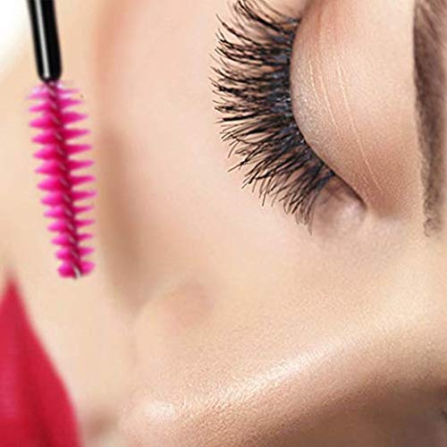 G2PLUS 300PCS Eyelash Brush, Disposable Mascara Wands Applicator Makeup Tools, Eyebrow Spoolies Brush for Eyelash Extensions and Brow (Red)