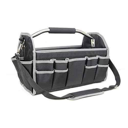 16"Open Tool Tote Collapsible bag with Shoulder Strap Portable Waterproof Tool Organizer Made Oxford Cloth with Suitable for Electrician, Carpenter