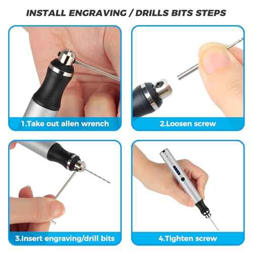 3-Speed Cordless Mini Drill Pen With 30 Small Bits,Rechargeable Electric Hand Drill Pin Vise,Resin Drill Set For Jewelry Making,Resin,Plastic,Wood,Keychains DIY