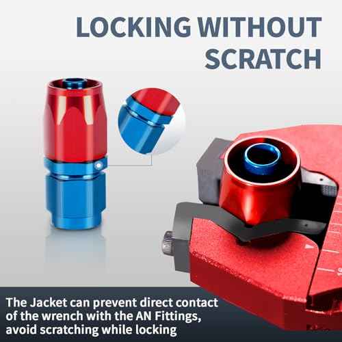 Non Marring AN Fittings Wrench Adjustable Aluminum AN Wrench For 3AN-16AN Hose End Fittings With Replaceable Hex Type & Flat Type Jaw Protectors, Red.