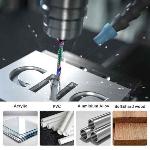 10 Pcs O Flute Up Cut Router Bits, 1/8-inch Shank Single Flute CNC End Mill, Spiral Solid Carbide Milling Cutters with DLC Coating, Ideal for Aluminum, Plastic, Acrylic, Wood, MDF and PVC