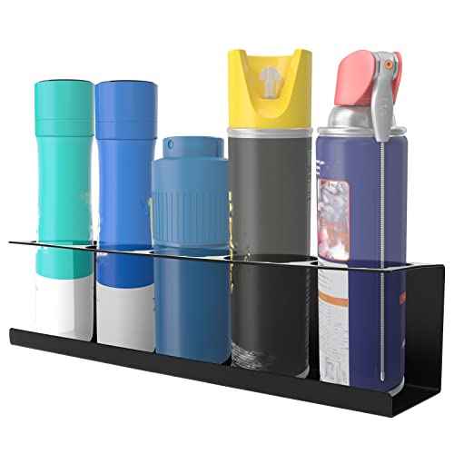 RealPlus Aerosol Spray Can Holder Rack Organizer, 5 Can Spray Bottle Holder Heavy-Duty Steel Wall Mounted for Garage and Workspace, Pack of 2