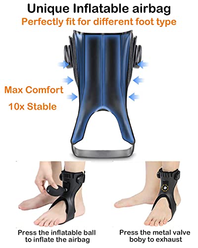 AFO Drop Foot Brace, Upgraded Medical Foot Up Ankle Foot Orthosis Support with Inflatable Airbag for Hemiplegia Stroke Shoes Walking Foot Stabilizer (Left, M)