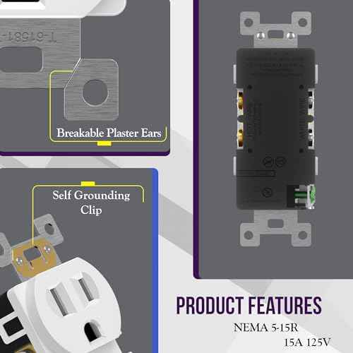 ENERLITES Duplex Receptacle Outlet, Tamper-Resistant Electrical Wall Outlets, Residential Grade, 3-Wire, Self-Grounding, 2-Pole,15A 125V, UL Listed, 61581-TR-W-40PCS, White (40 Pack)