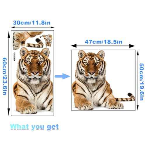 ELANE Tiger Wall Decor - 2 Sheets of Decals and Stickers for Kids, Baby, Bedroom, Bathroom, Living Room