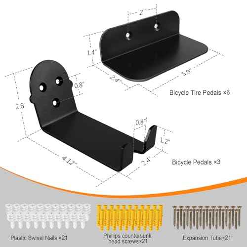 Eapele Bike Pedal Hanger Bicycle Wall Mount Horizontal Hanger, Heavy-duty 10GA Steel Plates Made, Support to 150lb, Compatible with Platform Pedal, Clipless Pedal, and Hybrid Pedal£¨3pcs£©