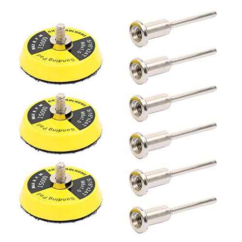 2 Inch Hook and Loop Sanding Pad with 1/8" Mandrel ? Replacement Backing Pad for Sanding Discs, Drill & Rotary Tools Air Die Grinder Sander Polishing Pads 9 Pack