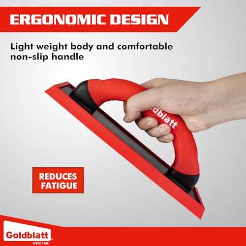 Goldblatt Grout Float with 3 Replaceable Pads, 3-3/4" x 9-5/8" Rubber Grout Float for Tile with Soft-Grip Handle, Tools for Floor & Wall Tiles, Smooth Application for Epoxy & Concrete