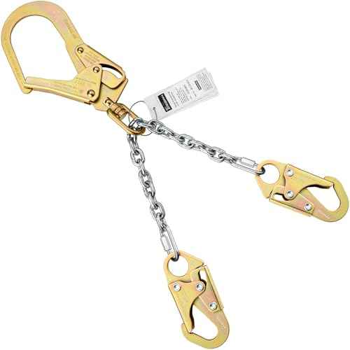 TRSMIMA Rebar Positioning Chain Assembly - Safety Lanyard Fall Protection Sling Chain Rebar with Swivel Double Self-Locking Snap Hooks Construction Positioning