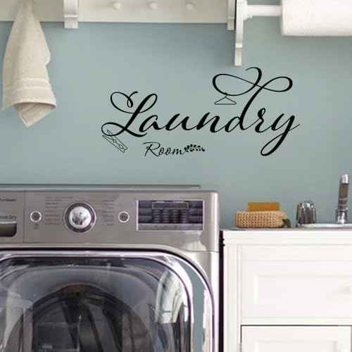 Fencosyn Laundry Room Door Sign Sticker£¬Self-Adhesive Waterproof Vinyl Wall Decal Sign for Home Apartment Washing Machine Wall Decor