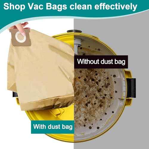 10-Pack DXVA19-4101 Shop Vac Bags for DEWALT 6 8 9 10 Gallon Vacuum Bags for DXV06P, DXV09P, DXV09PA, DXV10P, DXV10PL, DXV10S, DXV10SA, DXV10SB, Wet/Dry Vacuum Accessories