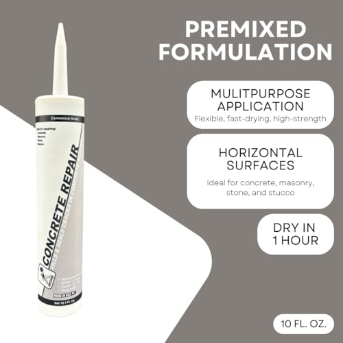 Akona Concrete Repair Tube - Liquid Crack Filler, Repair Cement, Cracks, Driveways, Patios, Ready-to-Use, Outdoor and Indoor (10 Ounce, 1)