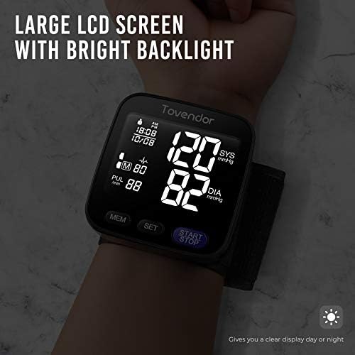 Wrist Blood Pressure Monitor, Tovendor Home Automatic Blood Pressure Cuff Wrist with Portable Carrying Case, 2 * 90 Reading Memory Dual Users Mode, 2 AAA Battery Included