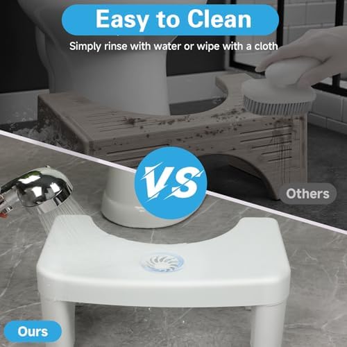 Toilet Poop Stool, 7" Height Squatting Poop Foot Stool, Plastic Portable Bathroom Non-Slip Potty Step Stool, Stable Healthy Toilet Assistance Step Stool
