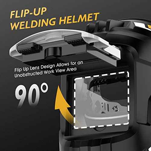 TOOLIOM Flip Front Welding Helmet Welding Mask with Flip Up Lens Welding Hood Shade-10 Black Welder Helmet for Stick MIG TIG