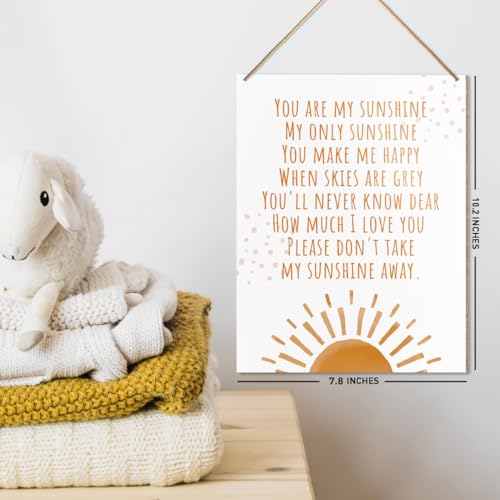 UDNADKEX Boho Nursery Wall Sign Hanging Decor, You Are My Sunshine Make Me Happy, Nursery Boy Girl Kids Bedroom Toddler Room Wooden Decor Nursery Decoration