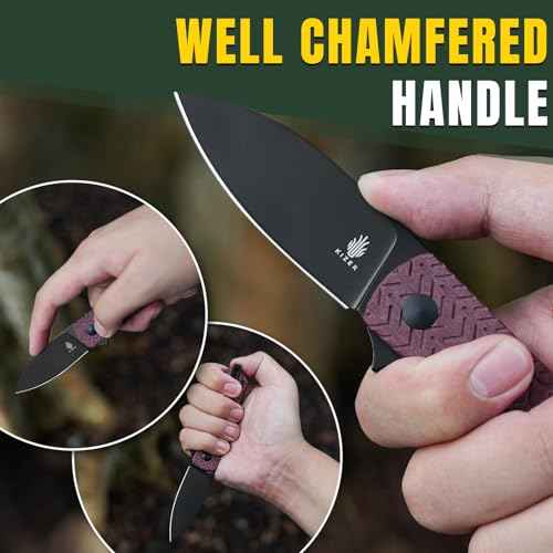 Kizer Yorkie Pocket Knife, 2.58 Inch Nitro V Blade Drop Point Blade EDC Knife, Mini Camping Folding Knives with Redstone Richlite Handle, Liner Lock Flipper Hunting Knives with Pocket Clip, V3525A3