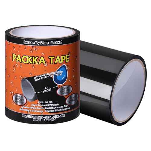 Duct Tape Flexible Rubberized Waterproof Tape, Strong Adhesive Duct Tape Black Tape Heavy Duty and Weather Resistant for Indoor Outdoor Repairs, 4¡¯¡¯ x10¡¯, 1 Pack