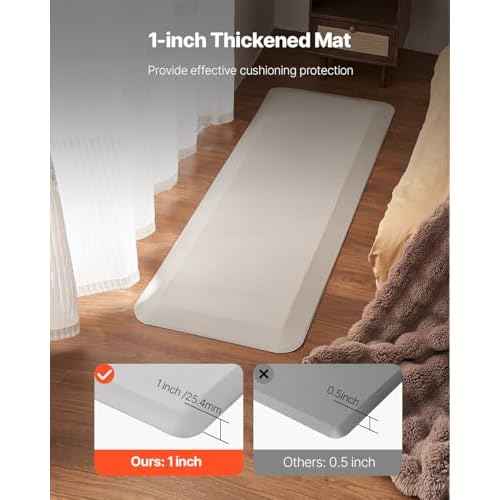 VEVOR Fall Mat for Elderly, 1-inch Thickened Fall Prevention Pad with Beveled Edge, Anti-Slip Bedside Safety Floor Mat for Seniors, Handicaps, Patients (24 x 70 inch)