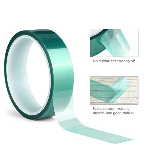 3 Roll Polyester High Temperature Masking Tape,PET Tape with Silicone Adhesive,Ideal for Painting,Powder Coating,Anodizing,Circuit Boards(Green,1/2 inches X 82 Feet)