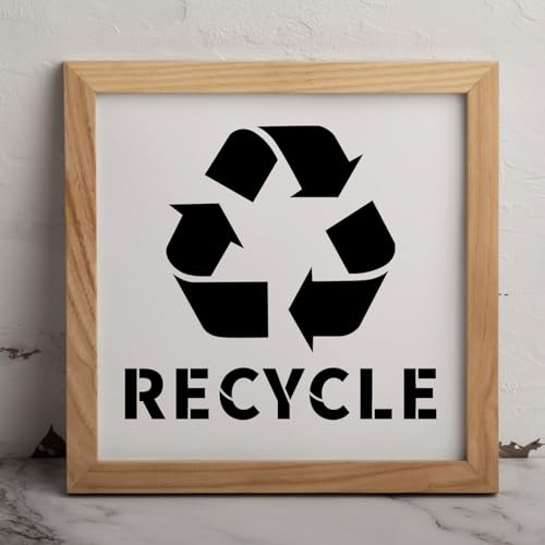 MAGJUCHE Recycle with Text Stencil 12 Inches, Reusable Clean Stencil for Painting DIY Crafts Decor