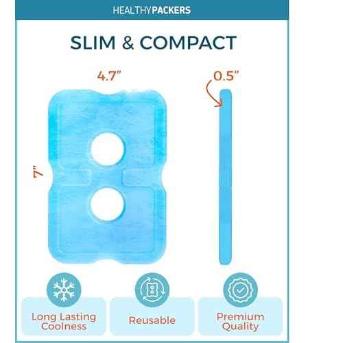 Healthy Packers Ice Packs for Lunch Boxes & Coolers - Freezer Packs - Original Cool Pack | Cooler Accessories for Beach, Camping & Fishing | Slim & Long-Lasting Reusable Ice Pack for Cooler