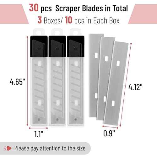 Bates- Replacement Scraper Blades, 4 Inch, 30 Pcs, Stainless Steel Razor Blades, Scraper Blades, Floor Scrapper Blade, Replacement Razor Blades, Paint Scraper Blades, 4 Inch Scraper Blades
