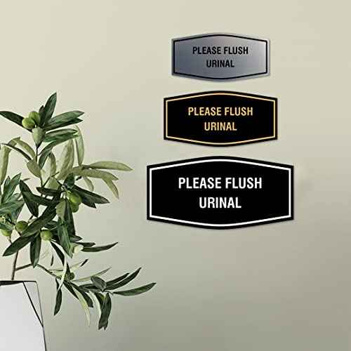 Fancy Please Flush Urinal Sign (Black) - Small
