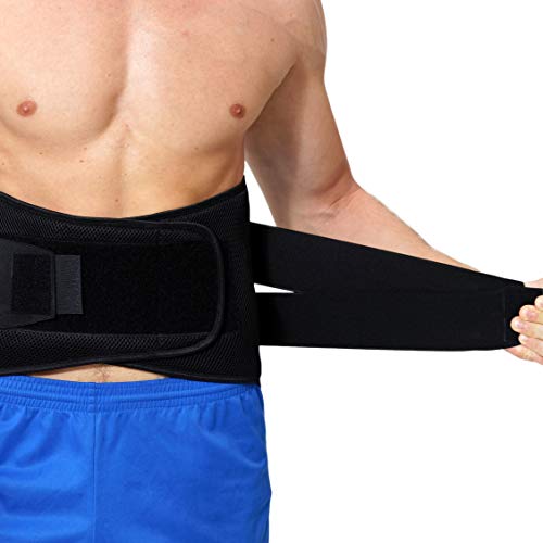 NeoTech Care Adjustable Compression Back Brace Lumbar Support Belt, Black, Size M
