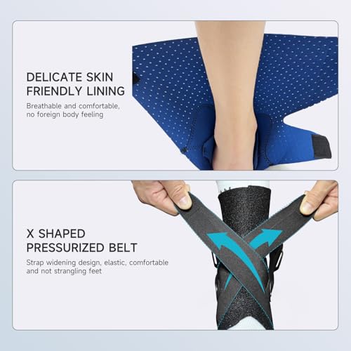Left Ankle Brace for Women & Men - Ankle Support Sprained Ankle Brace for Achilles,Tendon,Sprain,Injury Recovery,Ankle Support Brace for Running, Basketball, Football (Black,S,Left)