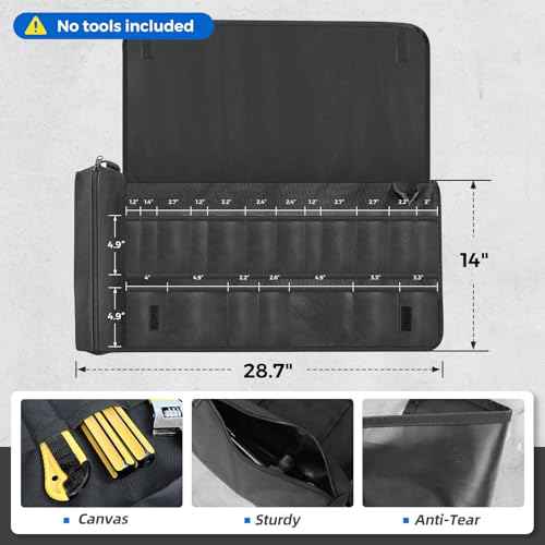 Portable Rollup Toolbag 19-Slot Empty Tool Organizer Heavy Duty Motorcycle Tool Roll Bag Organizer Tools Bags Mens gifts for Him - Mechanic & Electrician