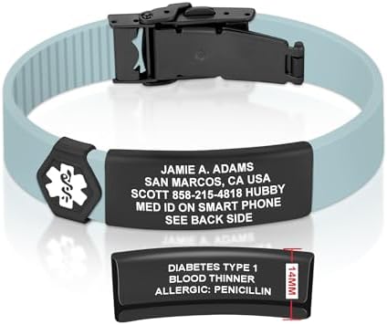 Divoti Custom Engraved Medical Alert ID Bracelet – Dual-Sided Laser Etching, Silicone Wristband, Stainless Steel Security Clasp – Adjustable & Trim-to-Fit – Emergency Medical Info Band for Men & Women