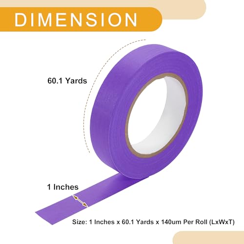1 Pc 1 Inches x 60.1 Yards Universal Painters Tape - DIY Car Auto Paint for Masking Tape No Residue - Crepe Paper Purple