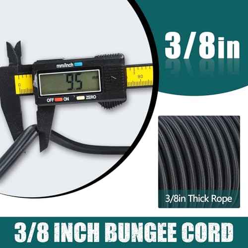 Strong and Durable Bungee Cord - 3/8" x 100ft Elastic Cord, Kayak Stretch String Rope, Bungee Shock Cords for Repairing Tent Poles, DIY, Tie Downs, Black